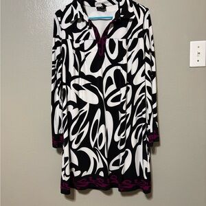 Women’s Fabulous & Funky multicolor patterned long sleeve Nicole dress!! Size L
